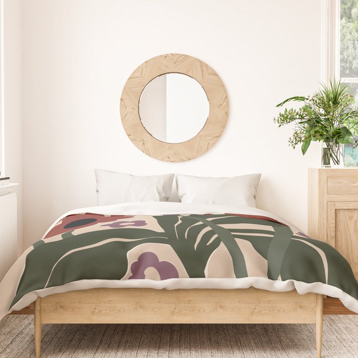 big tropical red flower plant  Duvet Cover Gallery Image 3
