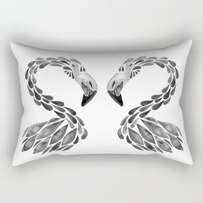 Miami Flamingo - Black Ink Rectangular Pillow Gallery Image 2