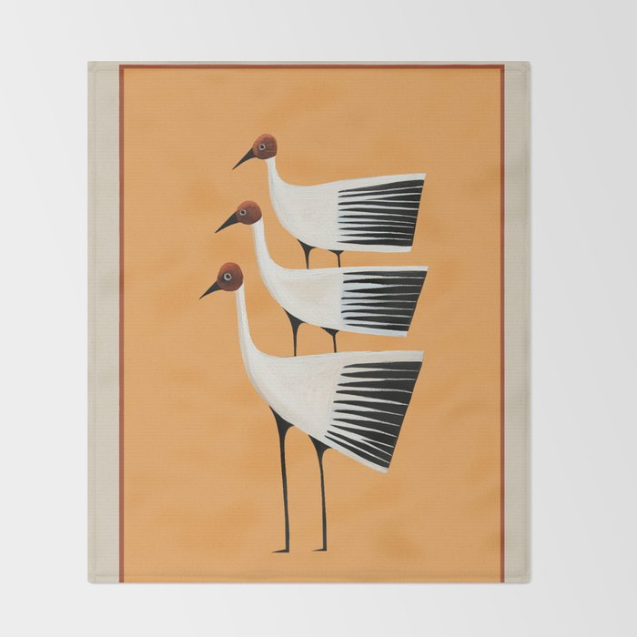 Striped Bird Trio II Throw Blanket Gallery Image 2