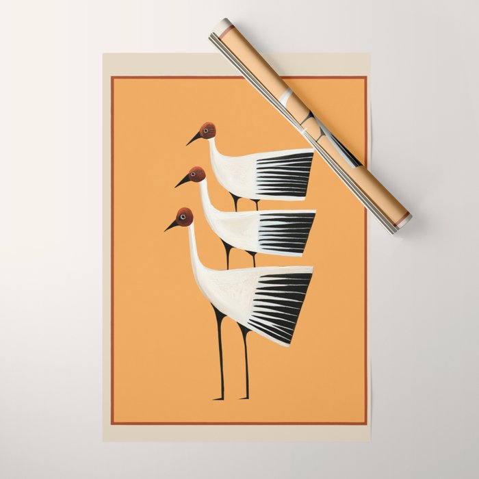Striped Bird Trio II Wrapping Paper Gallery Image 1