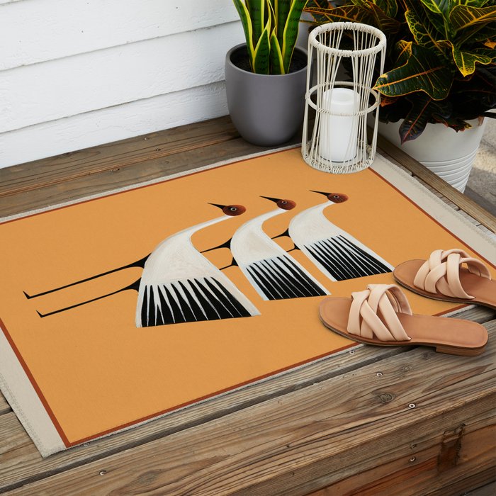 Striped Bird Trio II Outdoor Rug Gallery Image 2