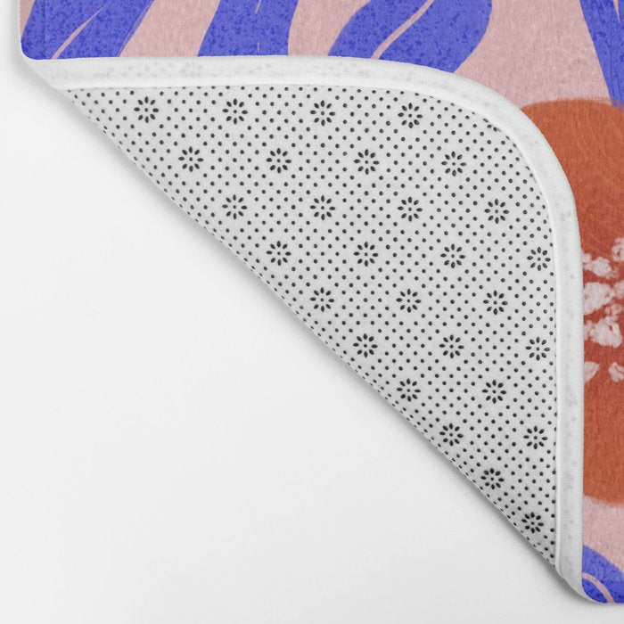 Bold Red Flowers And Blue Leaves Bath Mat Gallery Image 2