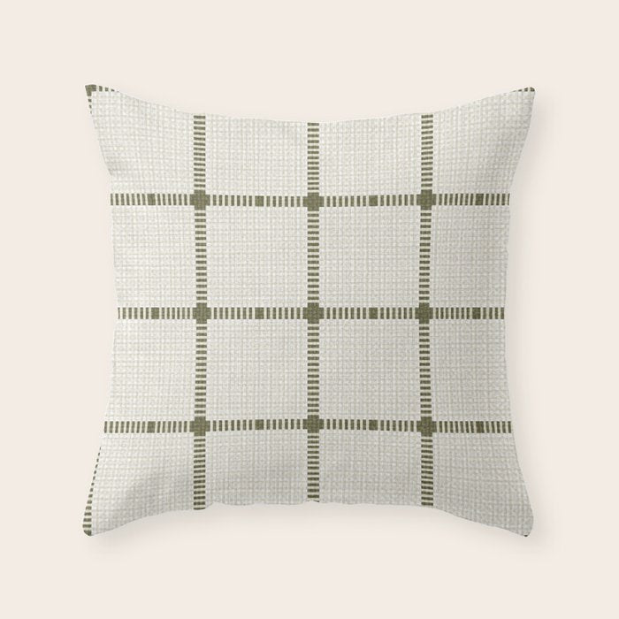 Woven Cross Check Cream x Shaded Lichen Throw Pillow Gallery Image 6