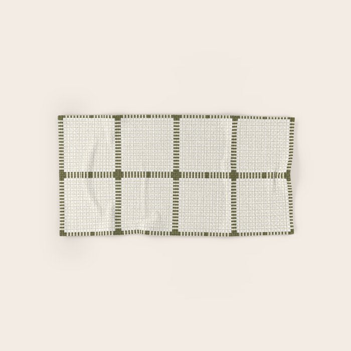 Woven Cross Check Cream x Shaded Lichen Bath Towel Gallery Image 1