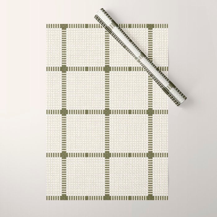 Woven Cross Check Cream x Shaded Lichen Wrapping Paper Gallery Image 1