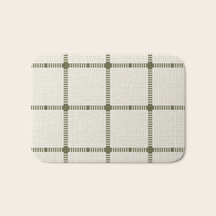 Woven Cross Check Cream x Shaded Lichen Bath Mat Gallery Image 1