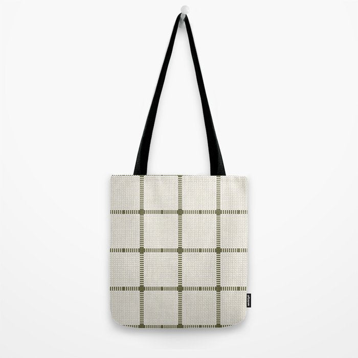Woven Cross Check Cream x Shaded Lichen Tote Bag Gallery Image 2