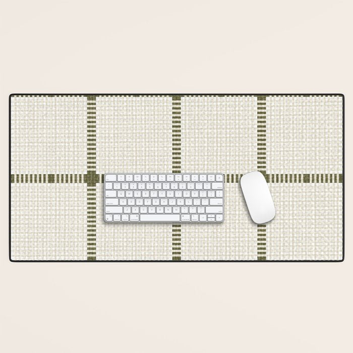 Woven Cross Check Cream x Shaded Lichen Desk Mat Gallery Image 1