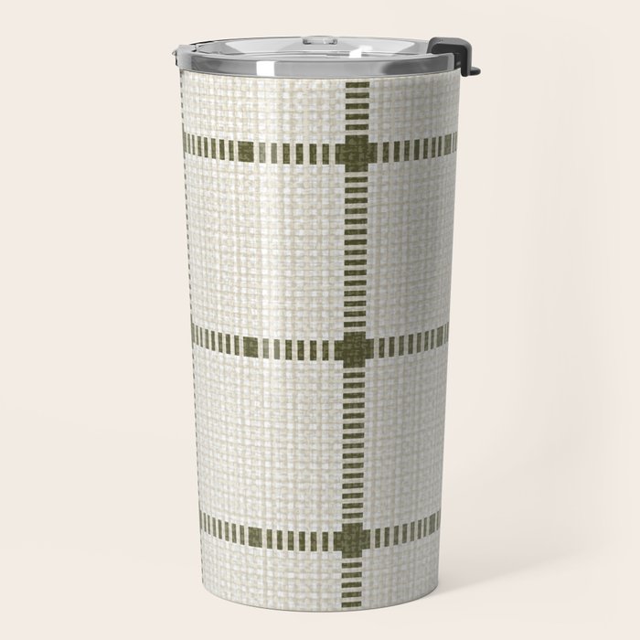 Woven Cross Check Cream x Shaded Lichen Travel Mug Gallery Image 2