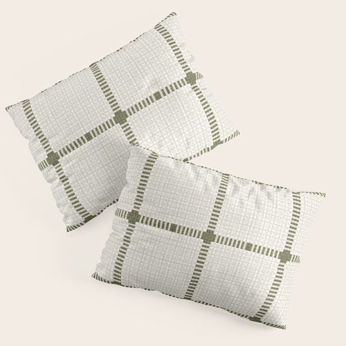 Woven Cross Check Cream X Shaded Lichen Pillow Sham Gallery Image 3