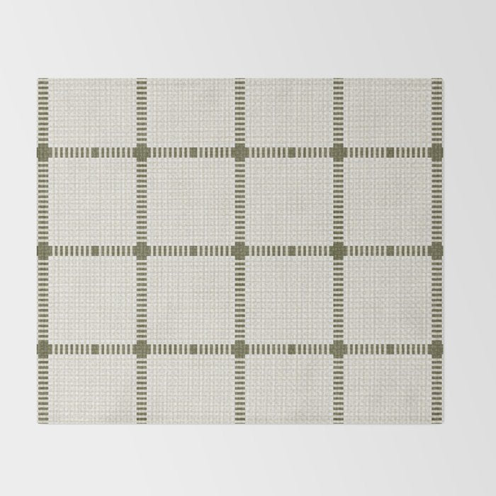 Woven Cross Check Cream x Shaded Lichen Throw Blanket Gallery Image 2