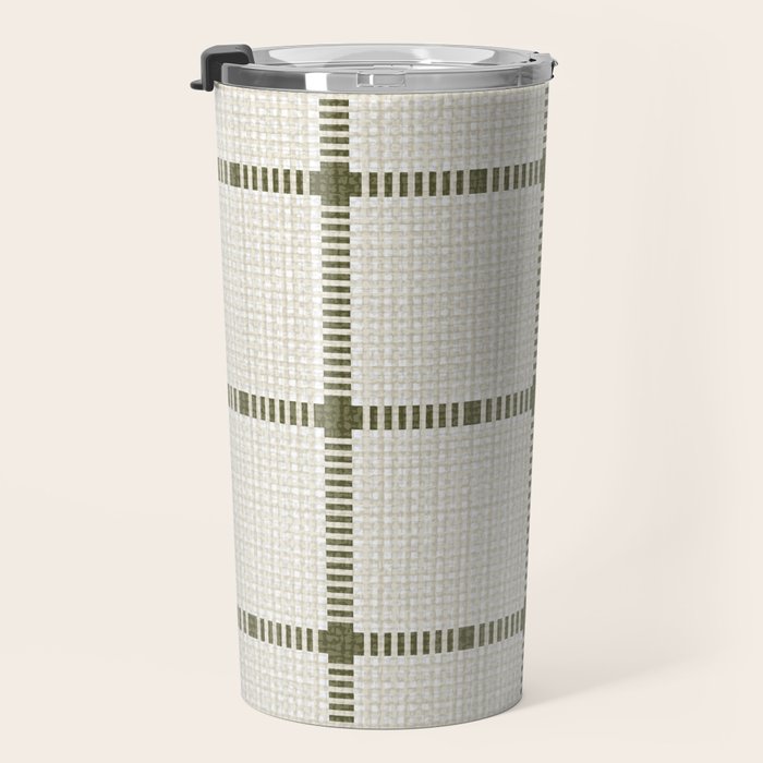 Woven Cross Check Cream x Shaded Lichen Travel Mug Gallery Image 3