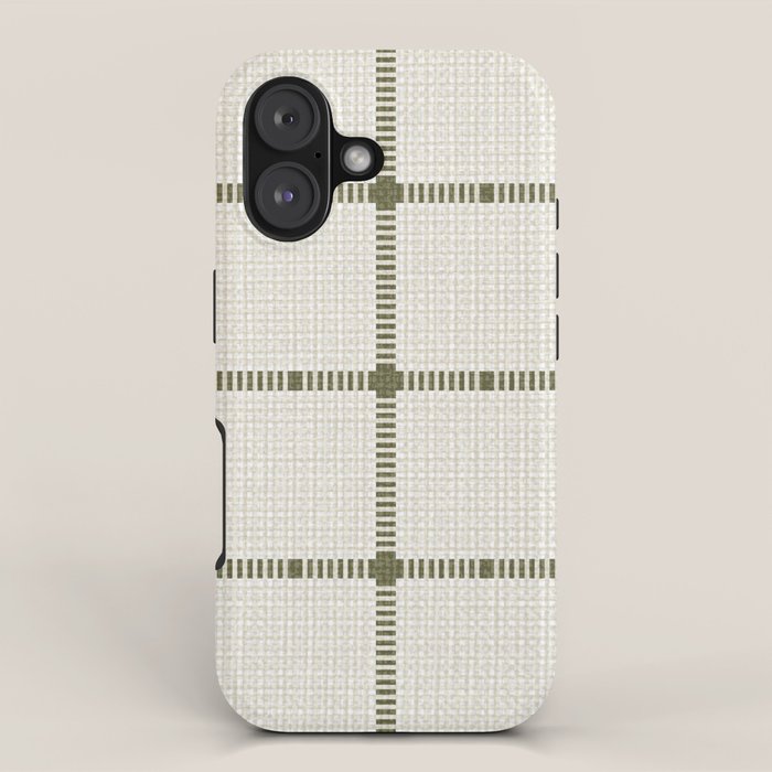 Woven Cross Check Cream x Shaded Lichen iPhone Case Gallery Image 1