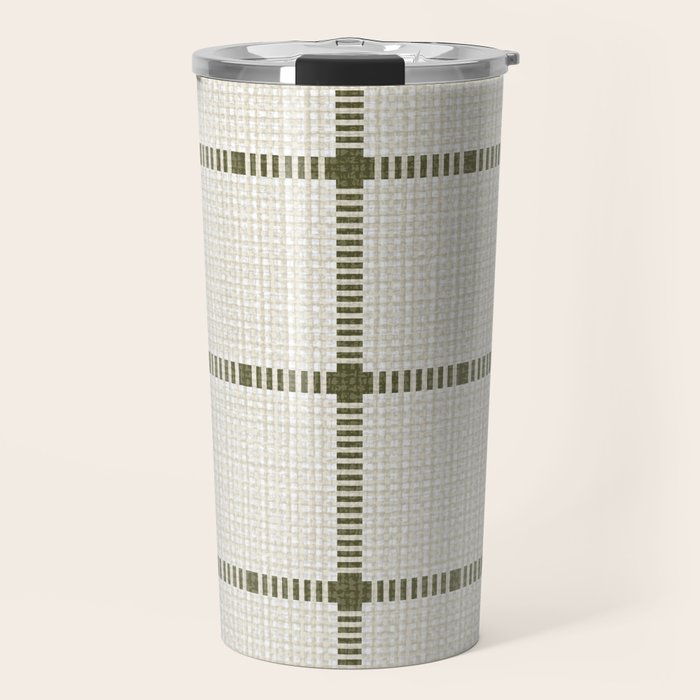 Woven Cross Check Cream x Shaded Lichen Travel Mug Gallery Image 1