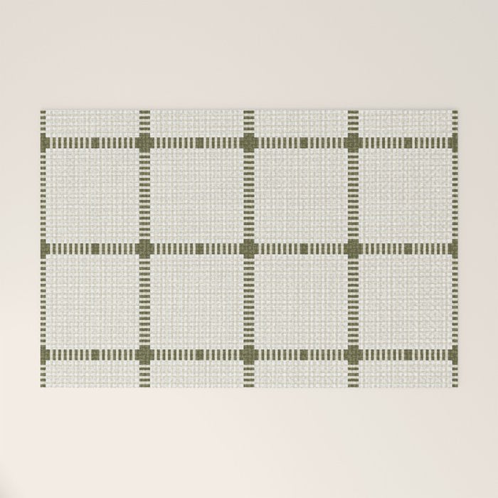 Woven Cross Check Cream x Shaded Lichen Welcome Mat Gallery Image 1