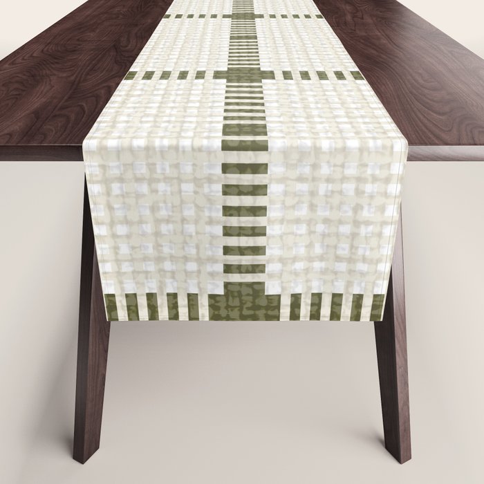 Woven Cross Check Cream x Shaded Lichen Table Runner Gallery Image 1