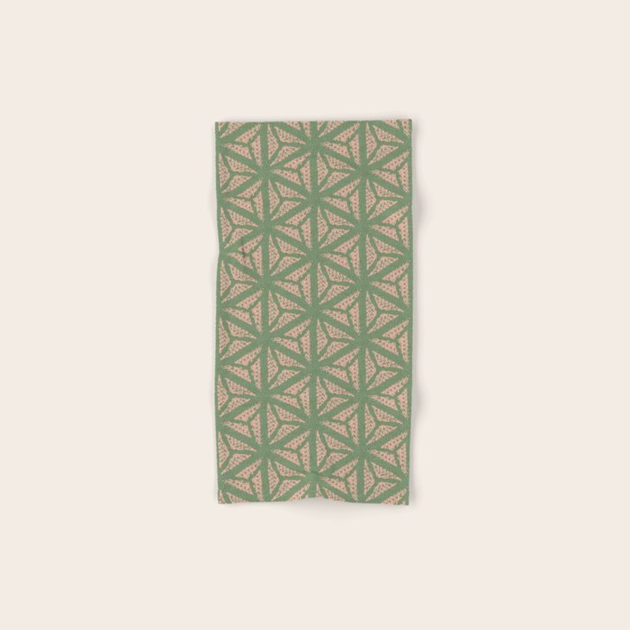 Threaded Geometric Green Peach Bath Towel Gallery Image 1