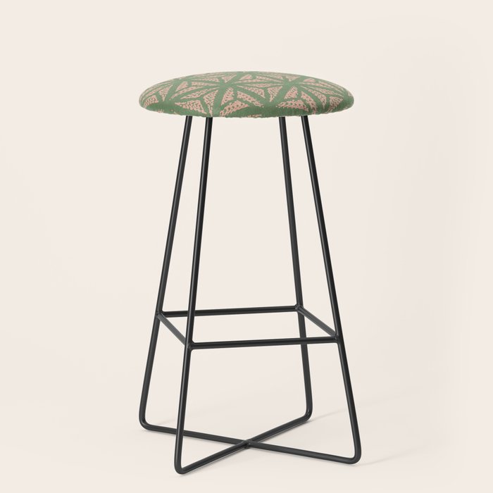Threaded Geometric Green Peach Stool