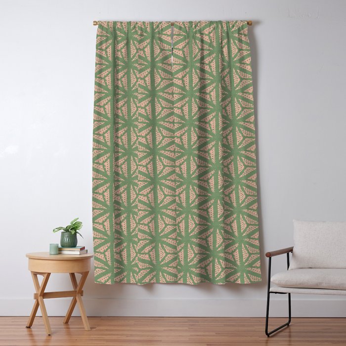 Threaded Geometric Green Peach Window Curtain Gallery Image 5