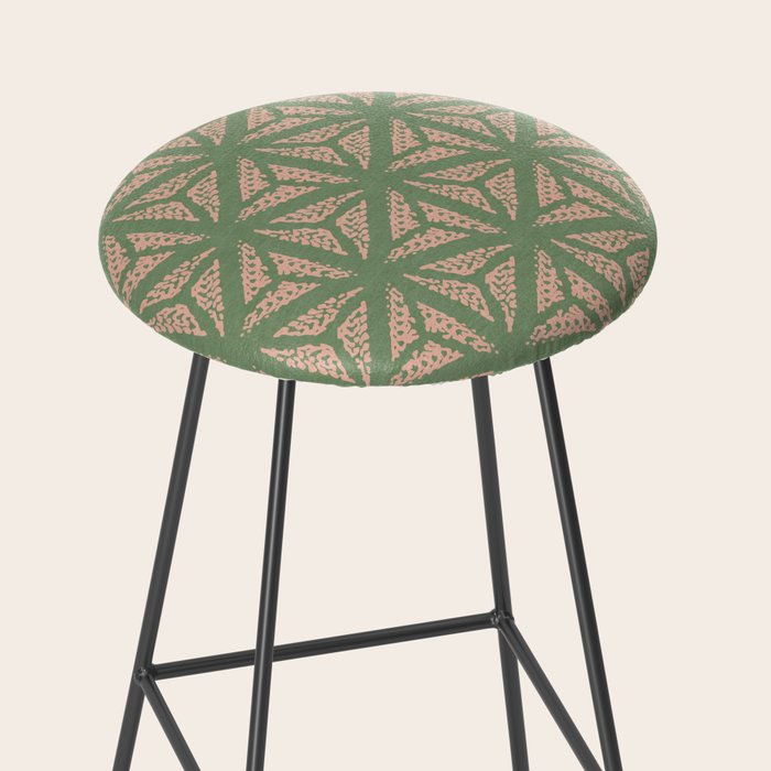 Threaded Geometric Green Peach Stool Gallery Image 2