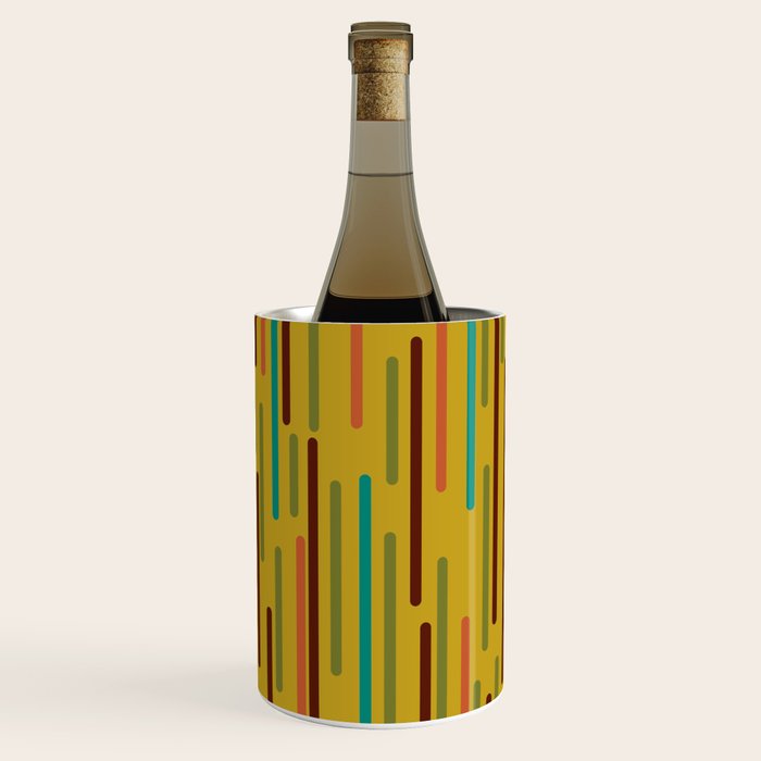 Mid-century Modern Line Dance in Teal, Orange, Olive and Mid Mod Mustard  Wine Chiller Gallery Image 2