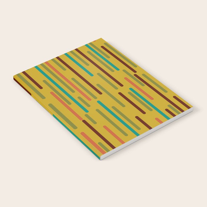 Mid-century Modern Line Dance in Teal, Orange, Olive and Mid Mod Mustard  Notebook