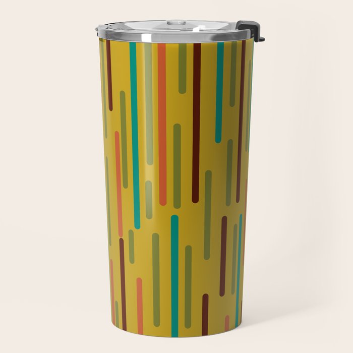 Mid-century Modern Line Dance in Teal, Orange, Olive and Mid Mod Mustard  Travel Mug Gallery Image 2