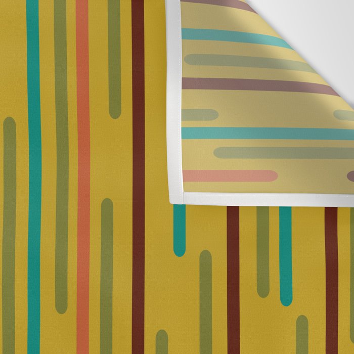 Mid-century Modern Line Dance in Teal, Orange, Olive and Mid Mod Mustard  Wall Tapestry Gallery Image 3