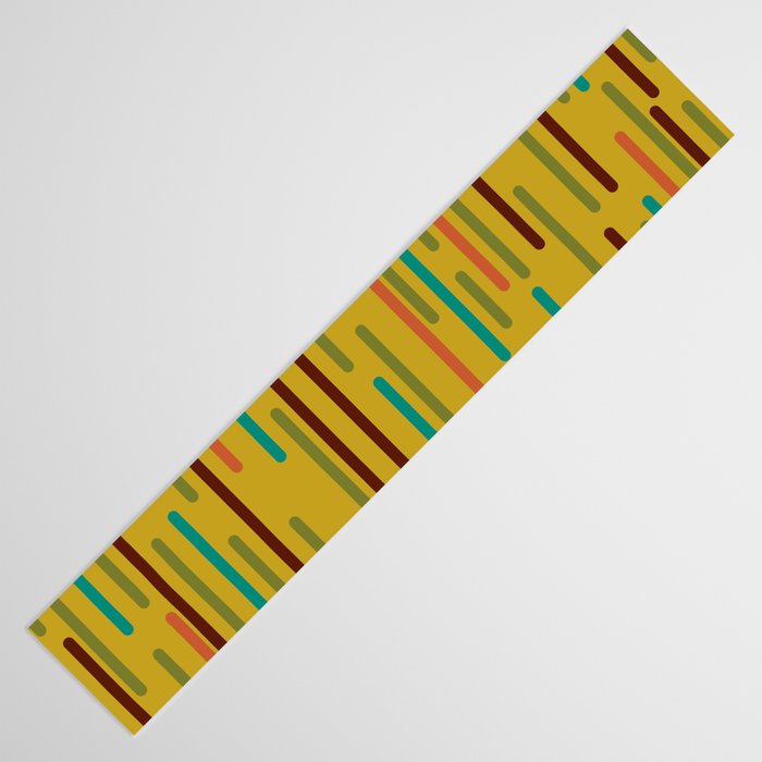 Mid-century Modern Line Dance in Teal, Orange, Olive and Mid Mod Mustard  Table Runner Gallery Image 3
