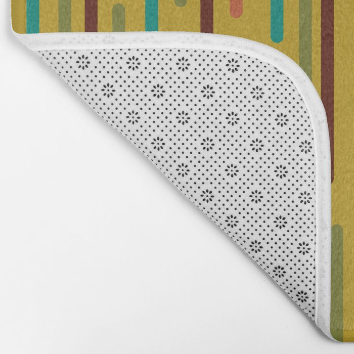 Mid-century Modern Line Dance in Teal, Orange, Olive and Mid Mod Mustard  Bath Mat Gallery Image 2