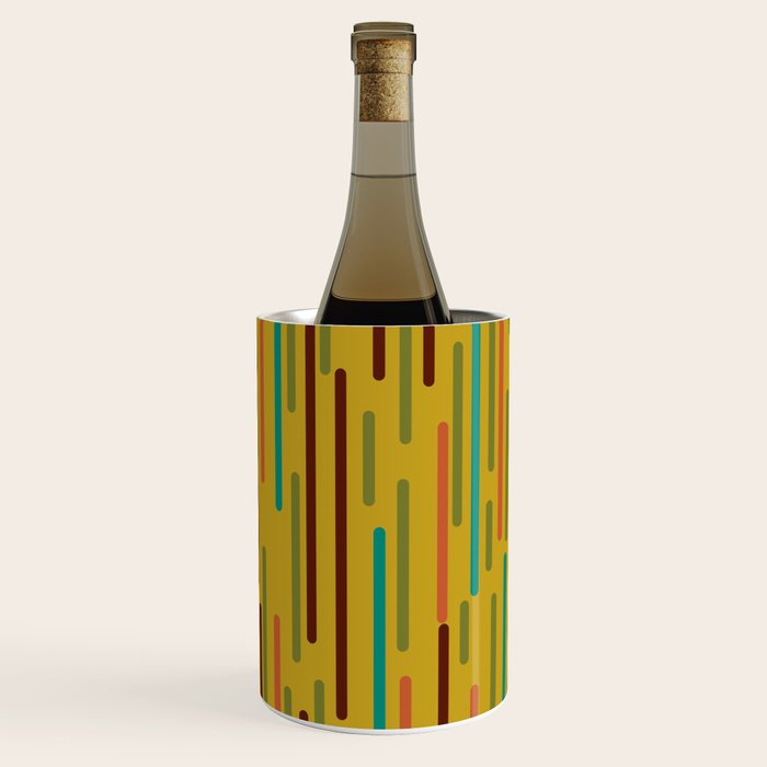 Mid-century Modern Line Dance in Teal, Orange, Olive and Mid Mod Mustard  Wine Chiller Gallery Image 1