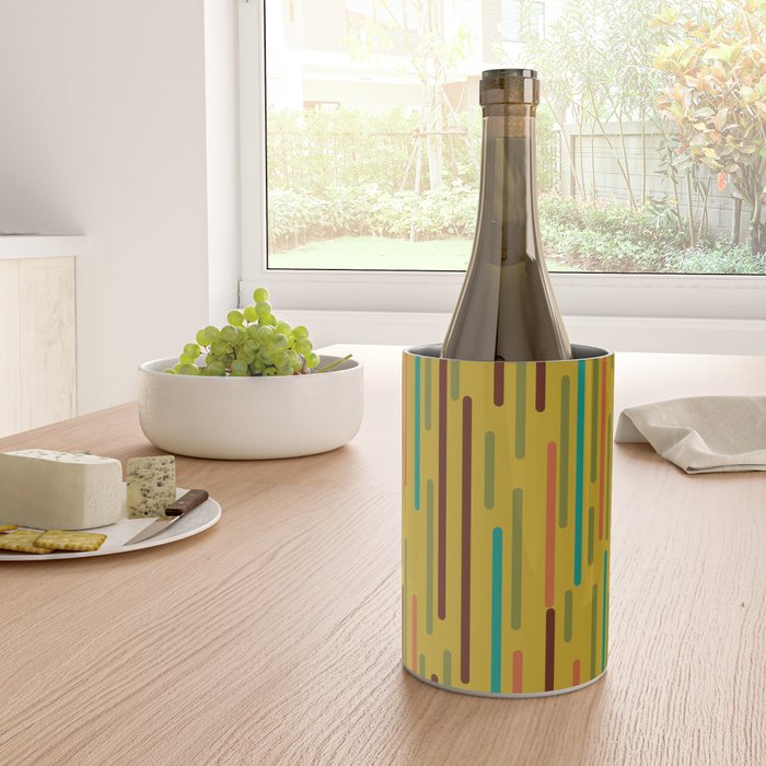 Mid-century Modern Line Dance in Teal, Orange, Olive and Mid Mod Mustard  Wine Chiller Gallery Image 4