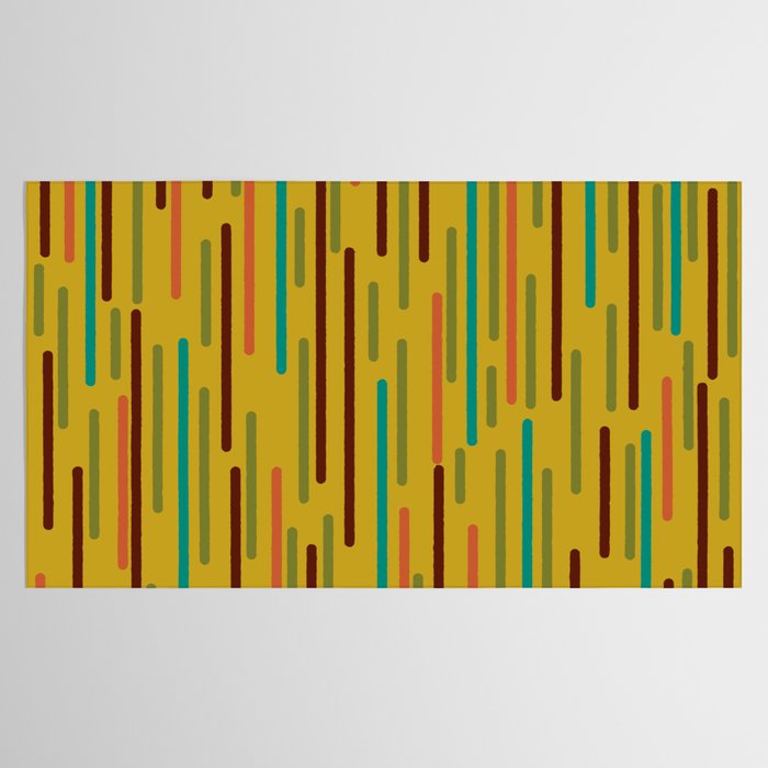 Mid-century Modern Line Dance in Teal, Orange, Olive and Mid Mod Mustard  Tablecloth Gallery Image 2