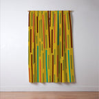 Mid-century Modern Line Dance in Teal, Orange, Olive and Mid Mod Mustard  Window Curtain Gallery Image 3