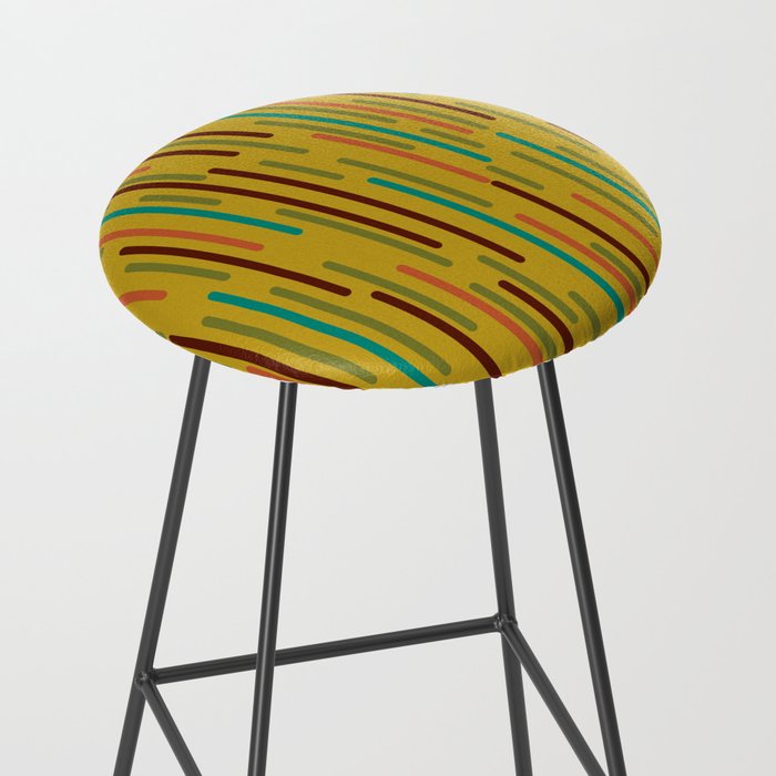 Mid-century Modern Line Dance in Teal, Orange, Olive and Mid Mod Mustard  Stool Gallery Image 2