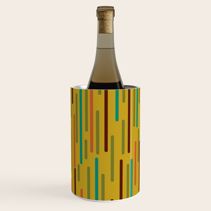 Mid-century Modern Line Dance in Teal, Orange, Olive and Mid Mod Mustard  Wine Chiller Gallery Image 3