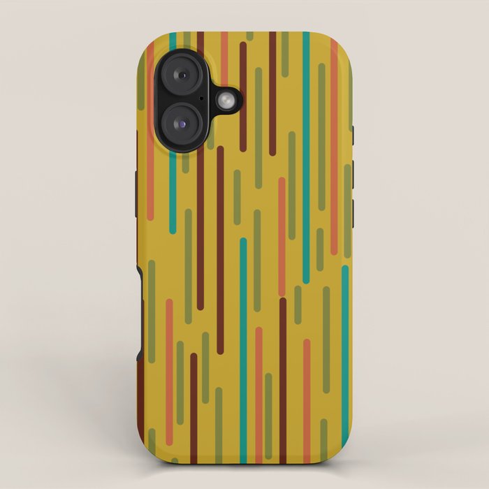 Mid-century Modern Line Dance in Teal, Orange, Olive and Mid Mod Mustard  iPhone Case Gallery Image 1