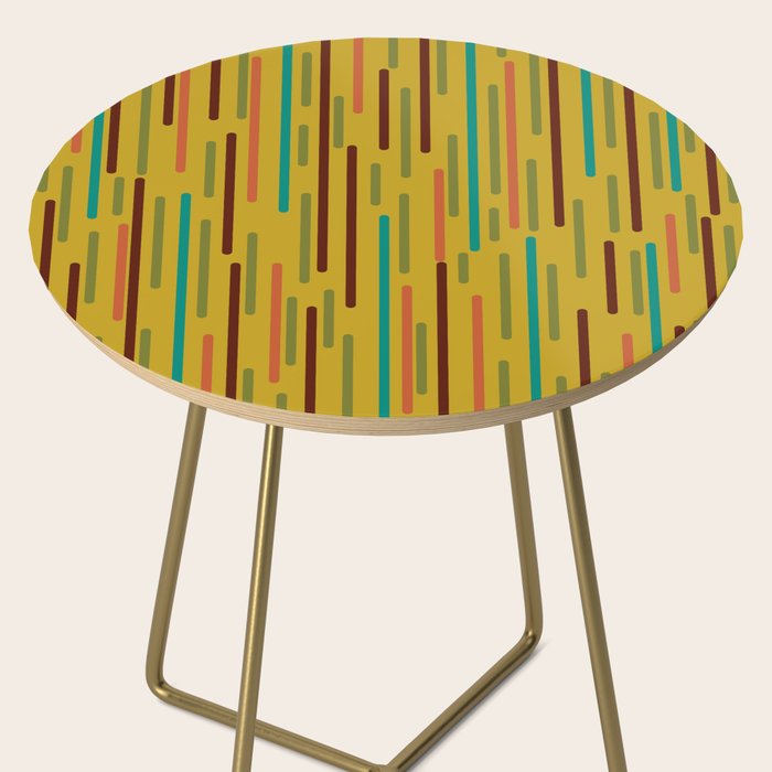 Mid-century Modern Line Dance in Teal, Orange, Olive and Mid Mod Mustard  Side Table Gallery Image 2