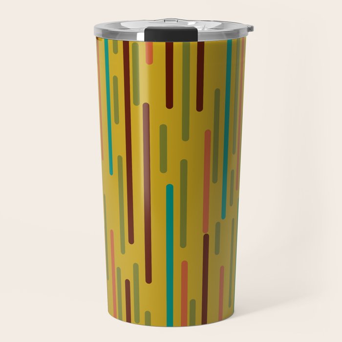 Mid-century Modern Line Dance in Teal, Orange, Olive and Mid Mod Mustard  Travel Mug Gallery Image 1