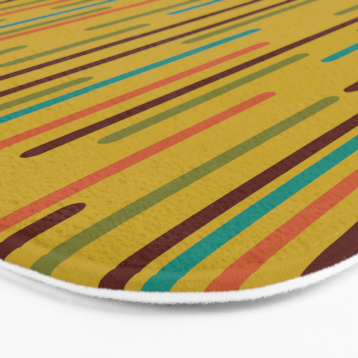 Mid-century Modern Line Dance in Teal, Orange, Olive and Mid Mod Mustard  Bath Mat Gallery Image 3