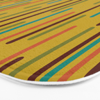Mid-century Modern Line Dance in Teal, Orange, Olive and Mid Mod Mustard  Bath Mat Gallery Image 3