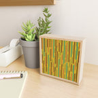 Mid-century Modern Line Dance in Teal, Orange, Olive and Mid Mod Mustard  Mini Art Print Gallery Image 2