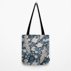 Cranes and Chrysanthemums - Indigo Blue Tote Bag Gallery Image 2