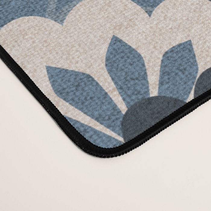 Cranes and Chrysanthemums - Indigo Blue Desk Mat Gallery Image 4