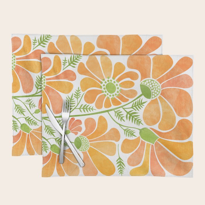 Happy California Poppies Floral Placemat Gallery Image 1