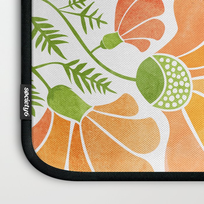 Happy California Poppies Floral Laptop Sleeve Gallery Image 3