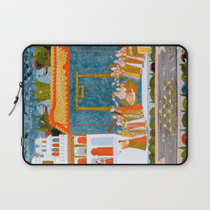 Hindola Raga (Spring Swinging) Indian Painted Illustration Laptop Sleeve Gallery Image 1