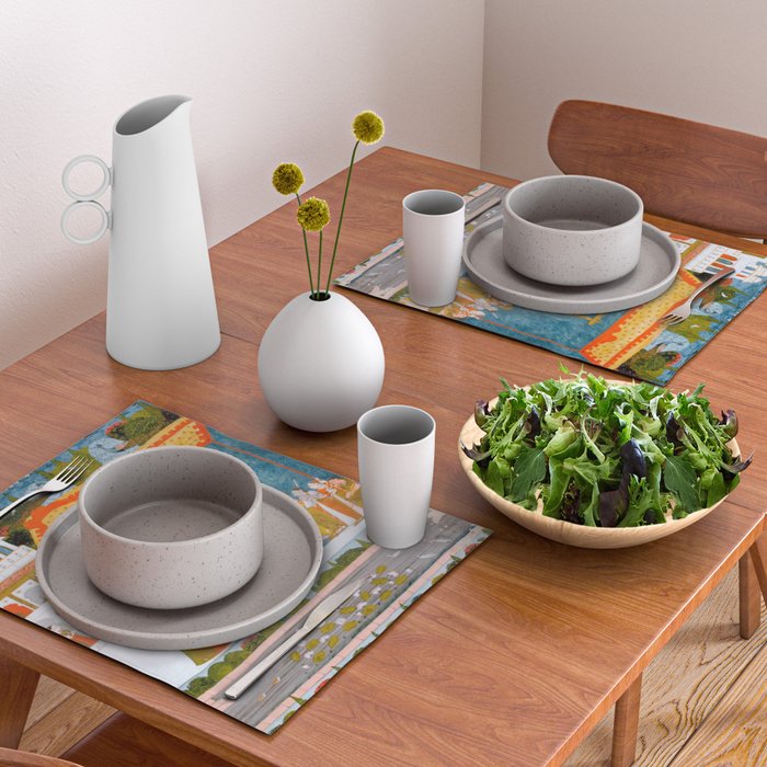 Hindola Raga (Spring Swinging) Indian Painted Illustration Placemat Gallery Image 2