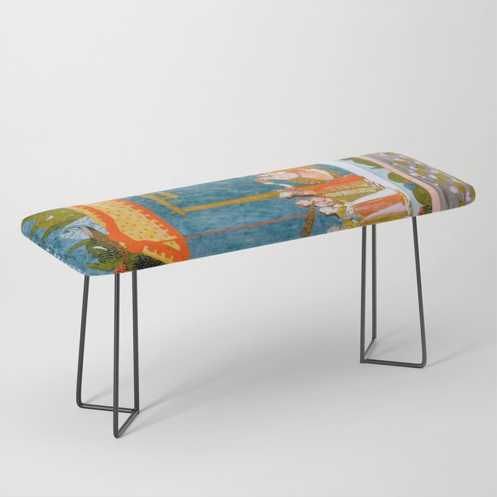 Hindola Raga (Spring Swinging) Indian Painted Illustration Bench Gallery Image 1