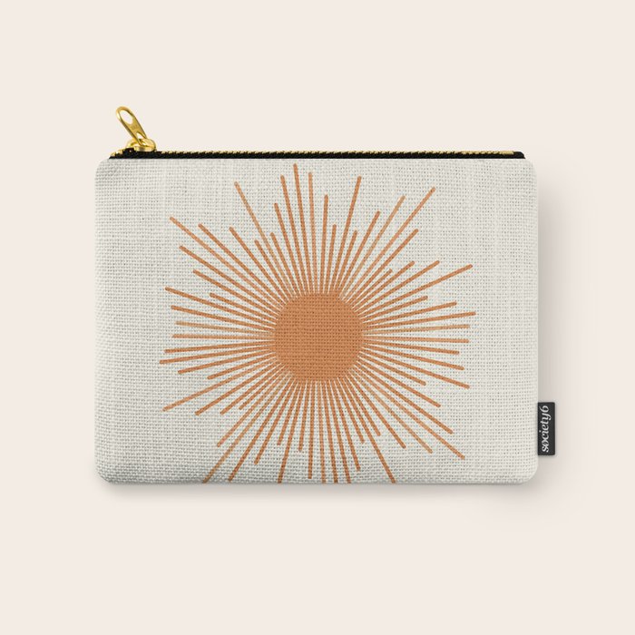 Retro Minimalist Sun in Orange and Off White Cream Carry All Pouch Gallery Image 1